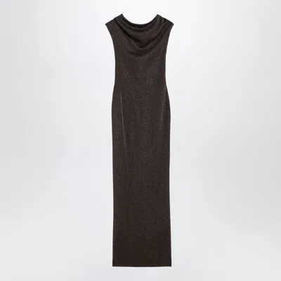Max Mara Pianoforte Lurex Viscose Mini Dress With Refined Sheen In Brown
