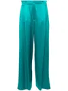 Max Mara Women Satin Wide-leg Silk Trousers In Green