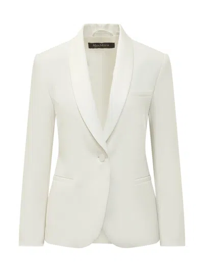 Max Mara Pianoforte Pianoforte Mini Jacket With Revers And Pockets In White