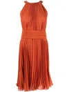 Max Mara Golena Belted Pleated Midi Dress
