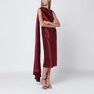 Max Mara Raspberry Cape Detail Dress In Red