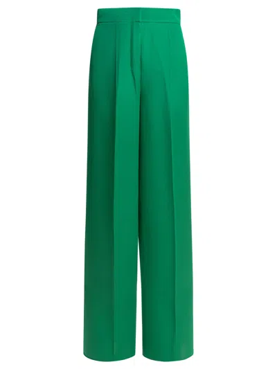 Max Mara Pianoforte Tailored Green Silk Pants In Multi