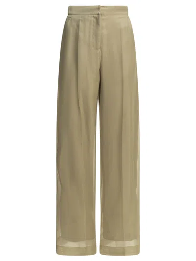 Max Mara Pianoforte Tailored Beige Silk Pants In Brown