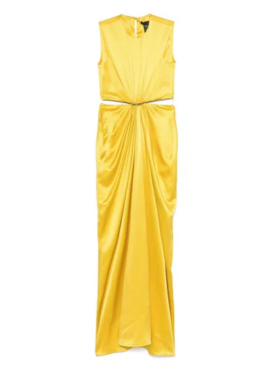 Max Mara Pianoforte Sleeveless Mini Dress With Cut-out Details In Yellow