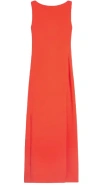 Max Mara Pianoforte Sleeveless Open-back Dress In Orange
