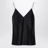 Max Mara Silk V-neck Sleeveless Top With Spaghetti Straps In Black