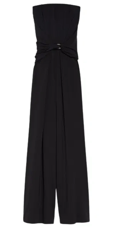 Max Mara Pianoforte Strapless Belted Gown In Black