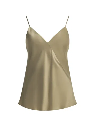 Max Mara V Neck Satin Top Spaghetti Straps In Neutral
