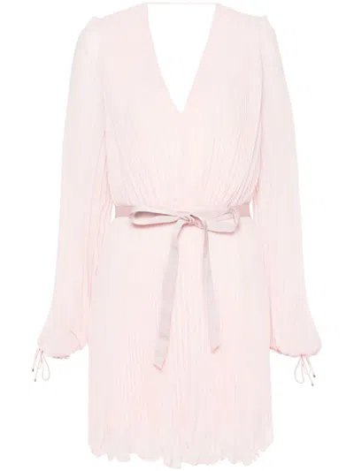 Max Mara Fully-pleated Chiffon Mini Dress In Pink