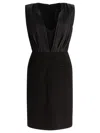 Max Mara Deep V-neck Dress With Pleated Bodice