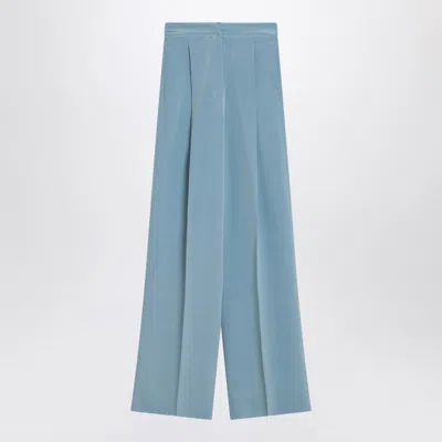 Max Mara Pianoforte Wide-leg Sky Blue Trousers In Silk Women