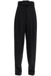 Max Mara Street Pleated Cotton Twill Tapered Pants In Black