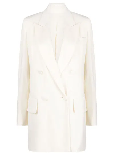 Max Mara Pianoforte Wool Blazer Jacket In White