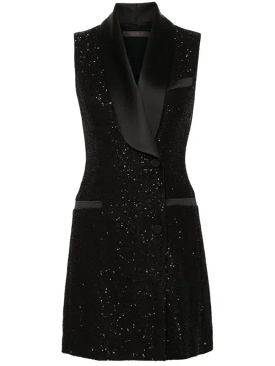 Max Mara Eiffel Mini Dress Paiettes In Black