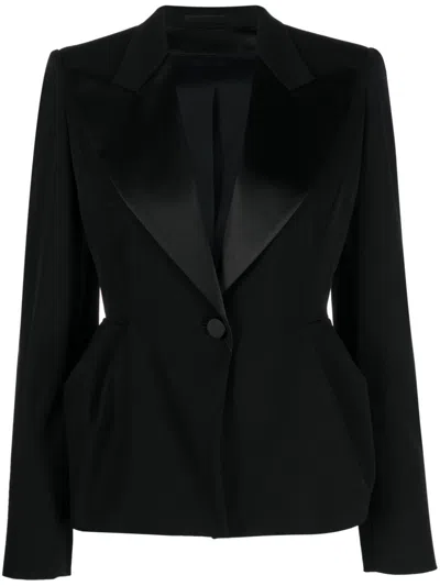 Max Mara Pianoforte Wool Single-breasted Blazer Jacket In Black