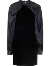 Max Mara Velour Zarella Dress With Satin Balloon Sleeves In Black