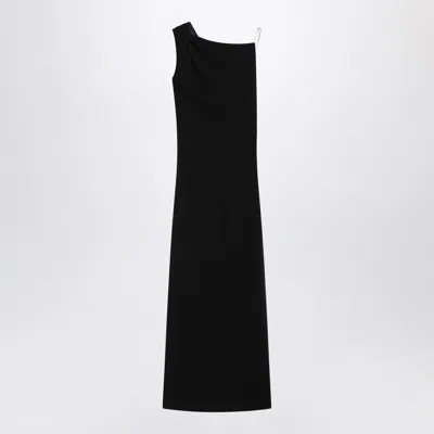 Max Mara Pentola Asymmetric Maxi Dress With Jeweled-strap In Black