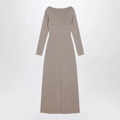 Max Mara Pianoforte Beige Dress In Viscose And Lurex Yarn In Brown