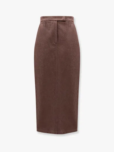 Max Mara Sfilata Woman Denim Skirt Dark Brown Size 8 Cotton