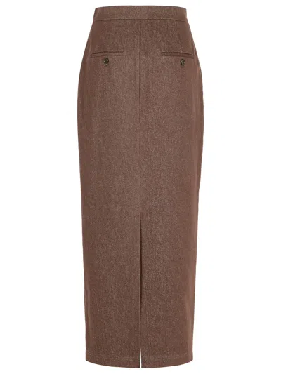 MAX MARA PIANOSA BROWN COTTON SKIRT
