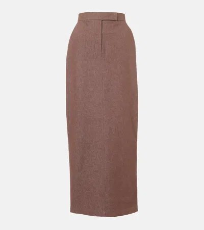 Max Mara Pianosa Cotton Maxi Skirt In Brown