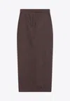 Max Mara Pianosa Denim-effect Midi Skirt In Brown