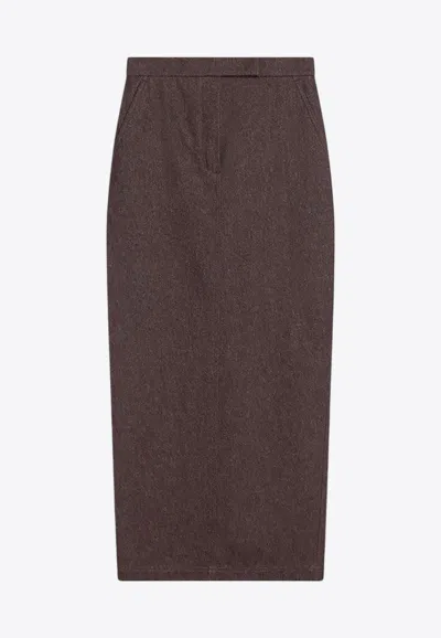 MAX MARA PIANOSA DENIM-EFFECT MIDI SKIRT