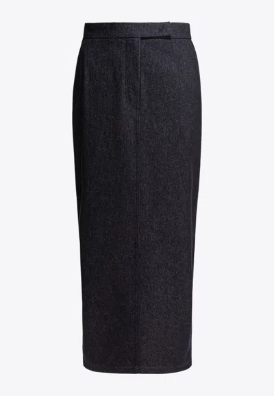 Max Mara Pianosa Denim Midi Skirt In Blue