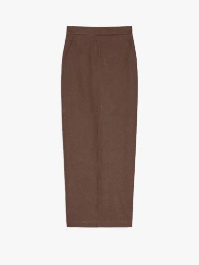 Max Mara Pianosa Long Denim Skirt In Brown