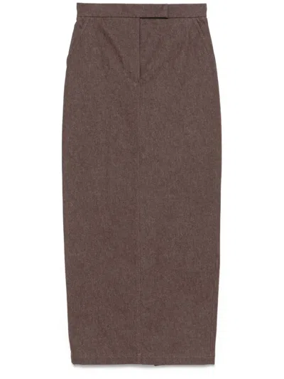 Max Mara Pianosa Midi Skirt In Brown