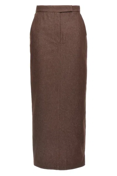 Max Mara Sfilata Woman Denim Skirt Dark Brown Size 8 Cotton