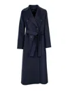 Max Mara Reversible Water-repellent Fabric Trench Coat In Blue