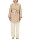 Max Mara Oversized Wool And Cashmere Coat With Lapel Collar And Kimono Sleeves In Beige