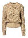 Max Mara Open-knit Crewneck Sweater In Brown