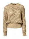 Max Mara Open-knit Crewneck Sweater In Brown