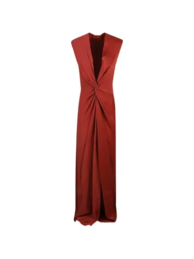 Max Mara Pilard Knot-detail Maxi Dress In Brown