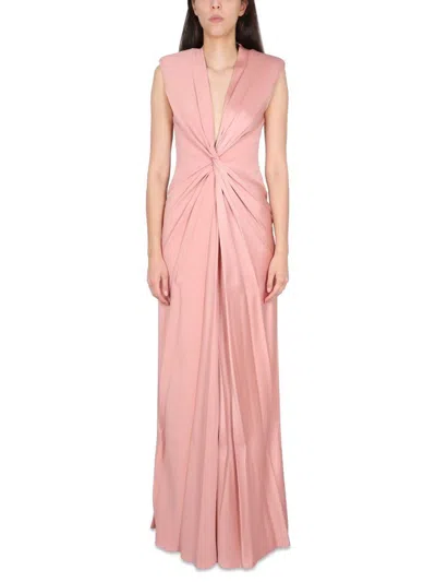 Max Mara Pilard V-neck Sleeveless Dress In Pink