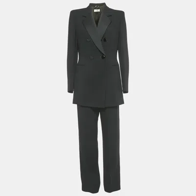 Pre-owned Max Mara Pinanoforte Di  Black Crepe Double Breasted Suit M