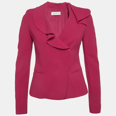 Pre-owned Max Mara Pink Crepe Frilled Blazer Xs