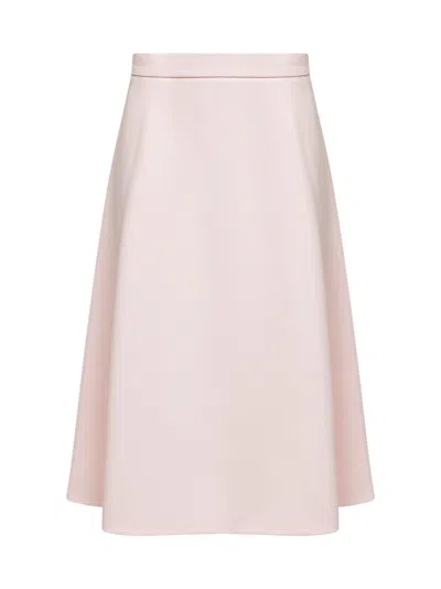 Max Mara Pink Crepe Msegirante Flared Midi Skirt