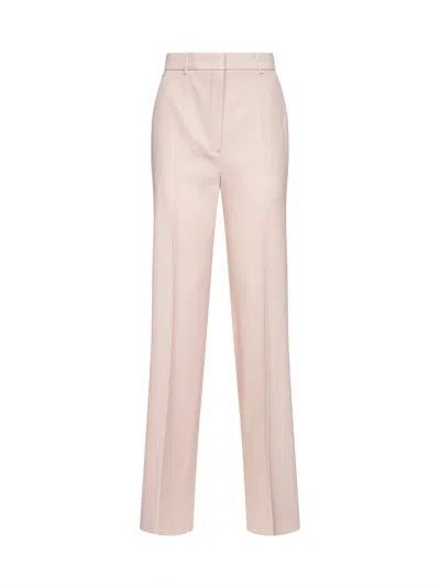Max Mara Pink Crêpe Wool Mstquasar Straight Trousers In Neutral