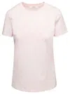 Max Mara Pink Crew Neck T-shirt With Embroidered Logo On The Chest In Cotton Woman In Pink