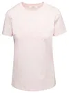 Max Mara Pink Crew Neck T-shirt With Embroidered Logo On The Chest In Cotton Woman In Pink