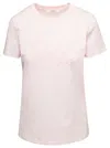 Max Mara Pink Crew Neck T-shirt With Embroidered Logo On The Chest In Cotton Woman In Multicolor