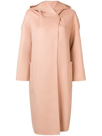 Max Mara Pink Hooded Coat With A Shawl Collar