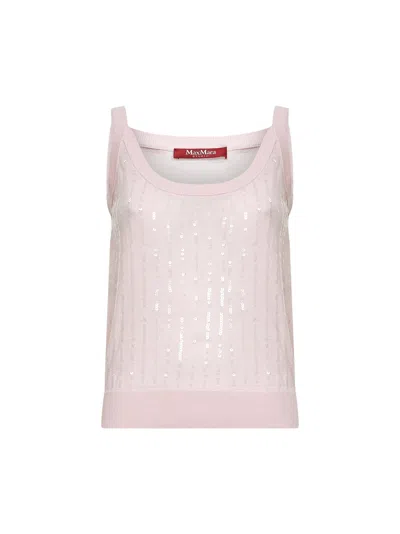 MAX MARA PINK KNIT MSTCOSETTA TOP WITH SEQUINS