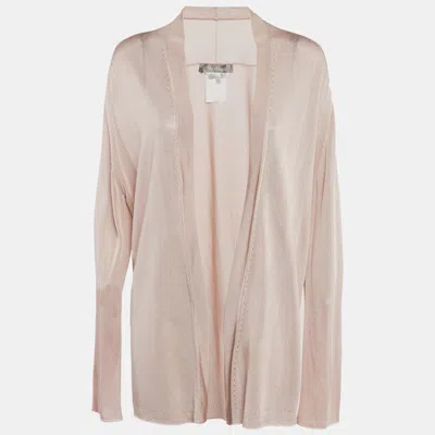 Pre-owned Max Mara Pink Knit Open Front Cardigan Xl