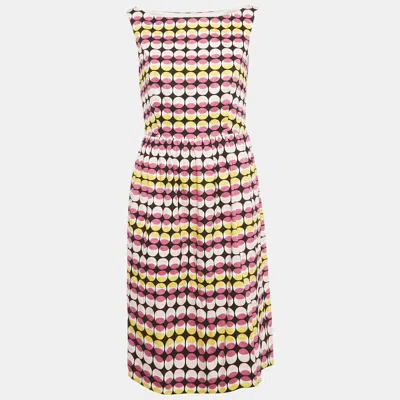 Max Mara Pink Printed Cotton Short Dress In Multi