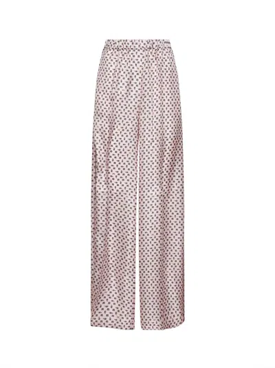 Max Mara Pink Printed Silk Twill Mxmviscio Trousers