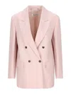 Max Mara Ombrosa Double Breasted Wool Blazer Jackets Rose In Pink